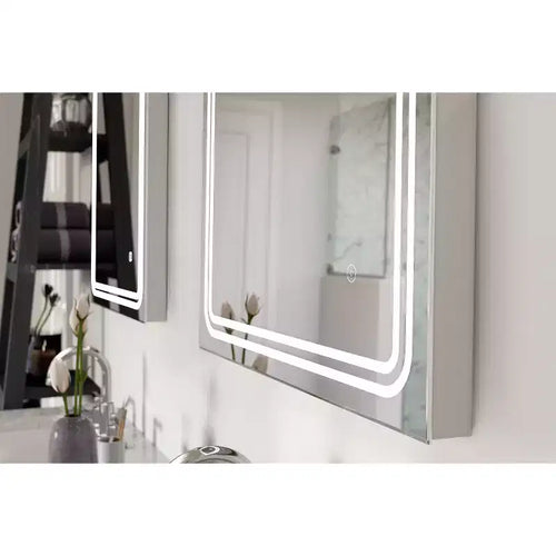 24"x30" Frameless Dimmable LED Wall Mirror with Anti-Fog Glass