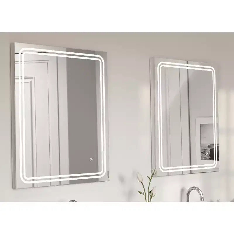 24"x30" Frameless Dimmable LED Wall Mirror with Anti-Fog Glass