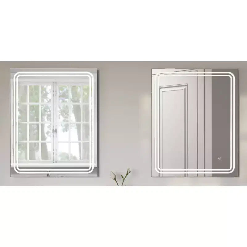 24"x30" Frameless Dimmable LED Wall Mirror with Anti-Fog Glass