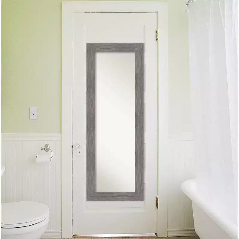 20"x54" Full Length Over-the-Door Mirror with Gray Pinstripe Frame