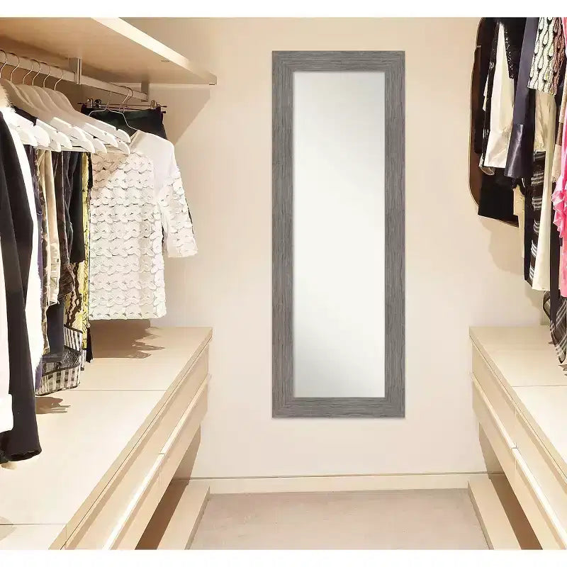 20"x54" Full Length Over-the-Door Mirror with Gray Pinstripe Frame