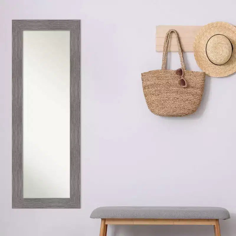 20"x54" Full Length Over-the-Door Mirror with Gray Pinstripe Frame