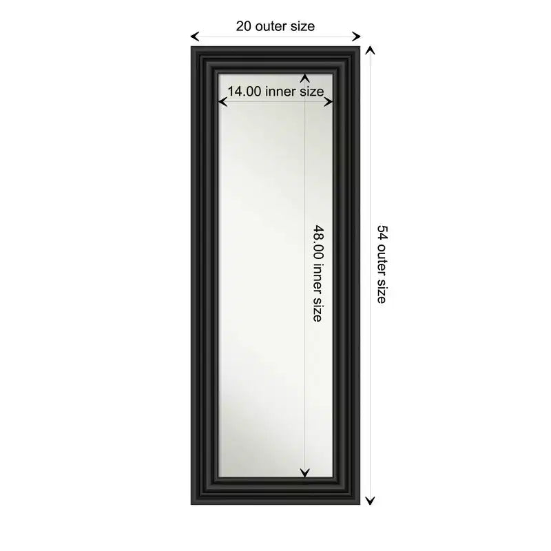 20"x54" Full Length Over-the-Door Mirror with Colonial Black Frame