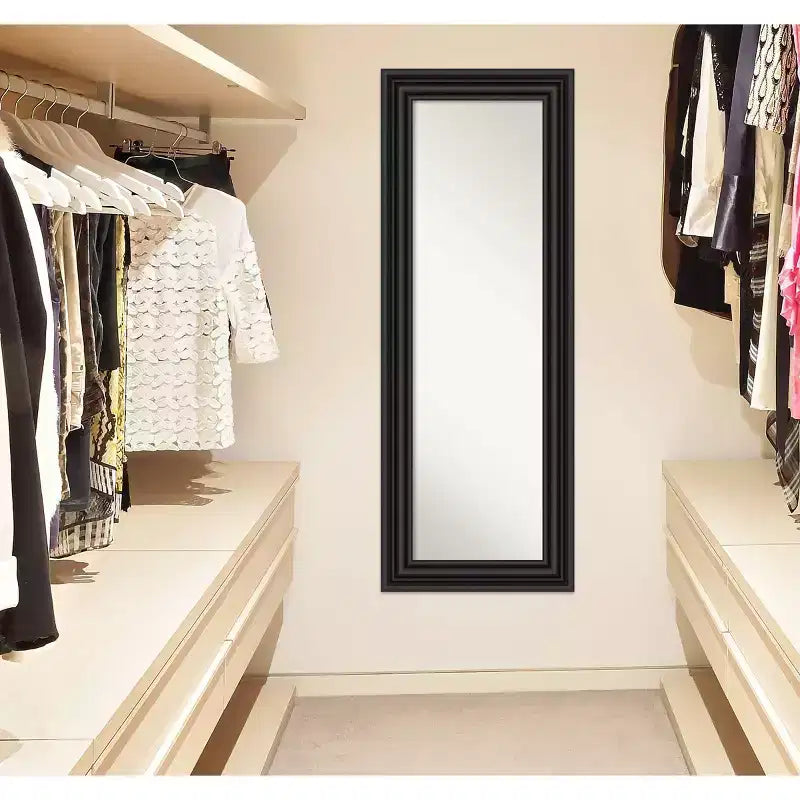 20"x54" Full Length Over-the-Door Mirror with Colonial Black Frame