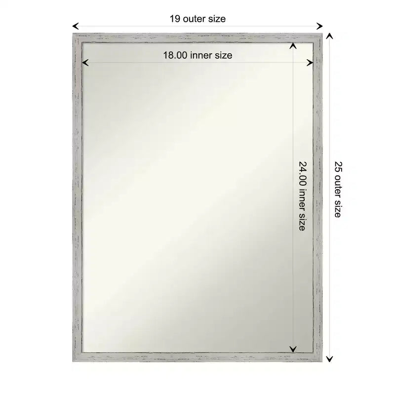 19"x25" Non-Beveled Wall Mirror with Shiplap White Narrow Wood Frame