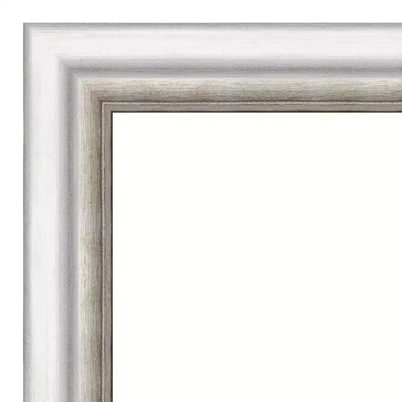 43"x32" Non-Beveled Bathroom Wall Mirror with Brushed Silver Frame