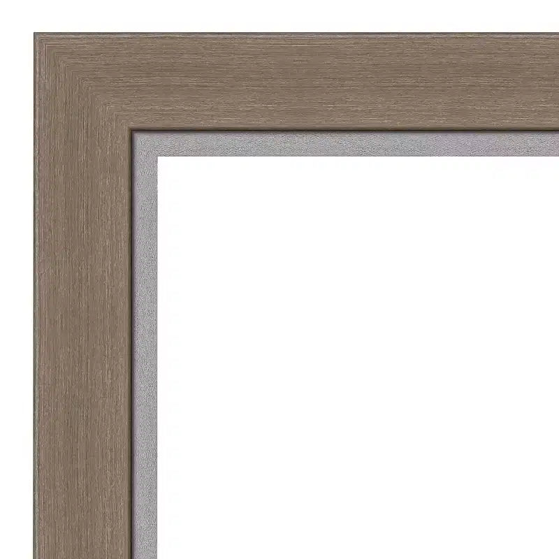 31"x25" Non-Beveled Wall Mirror with Brown Narrow Frame
