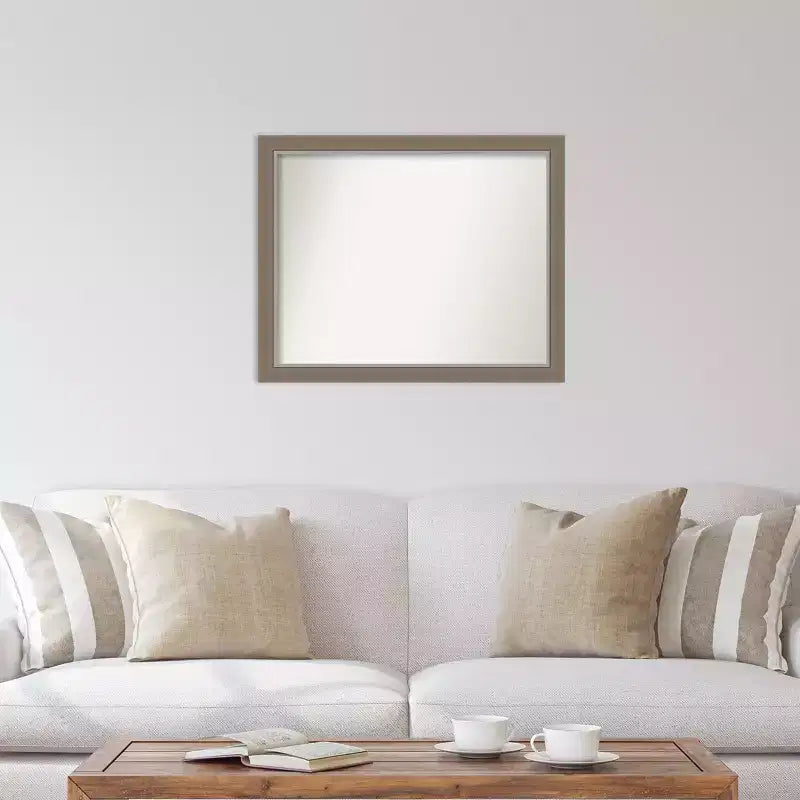 31"x25" Non-Beveled Wall Mirror with Brown Narrow Frame