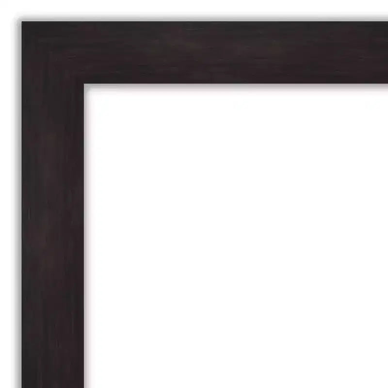 34"x28" Non-Beveled Bathroom Wall Mirror with Espresso Brown Frame