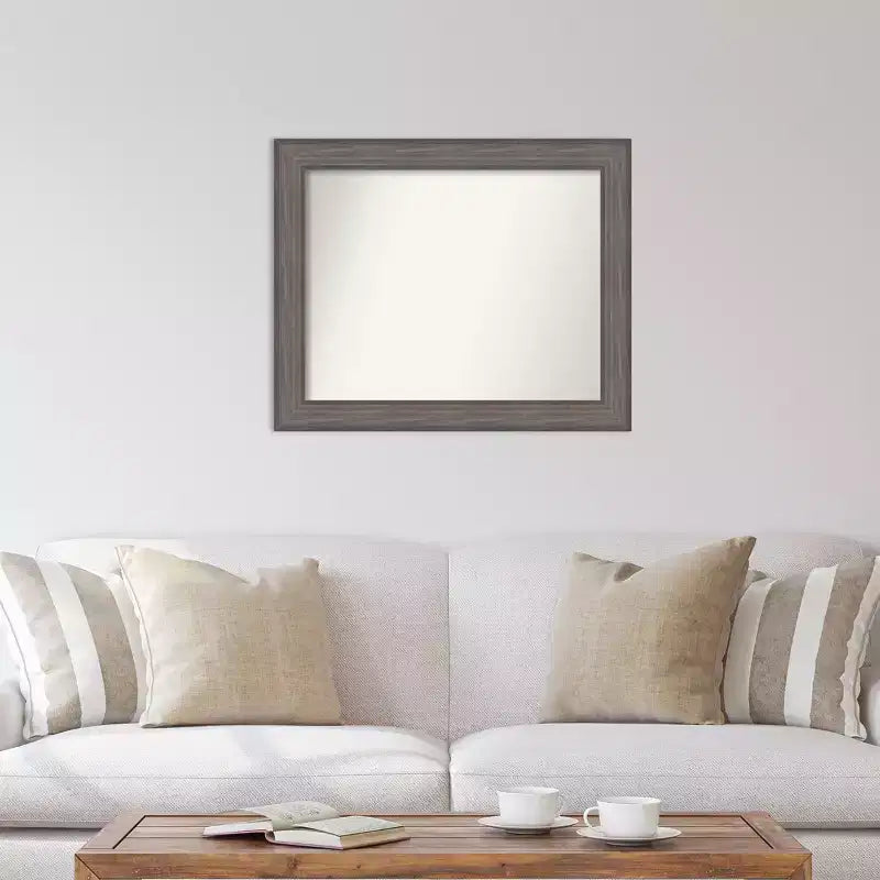 33"x27" Non-Beveled Wall Mirror with Country Barnwood Frame