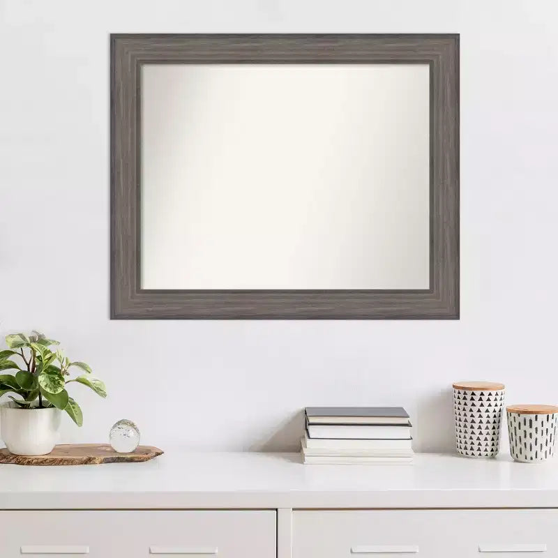 33"x27" Non-Beveled Wall Mirror with Country Barnwood Frame
