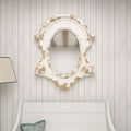 Miroir mural ovale sculpté 43"x35" avec cadre blanc antique vieilli