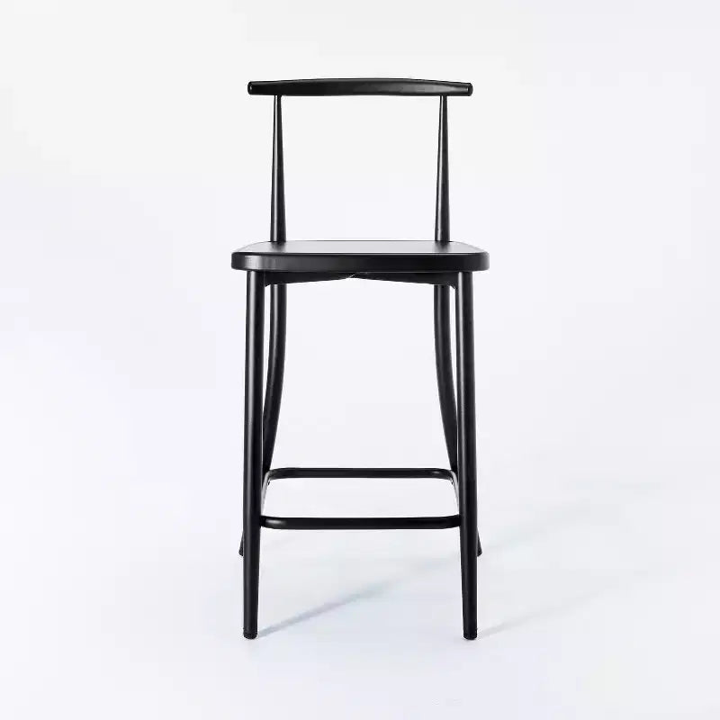 Metal Cafe Counter Height Barstool in Black