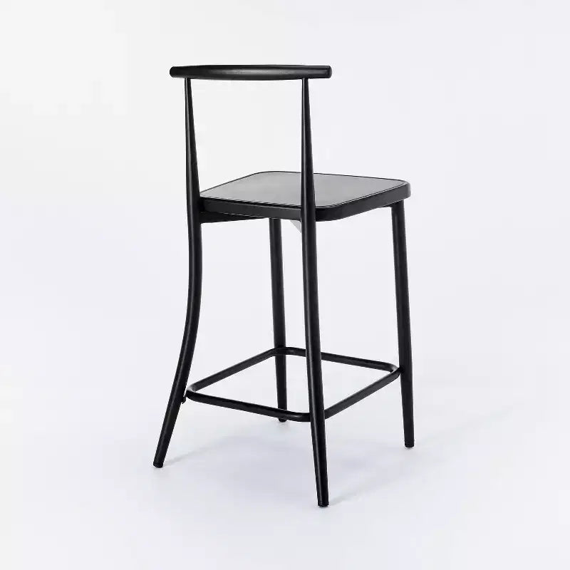 Metal Cafe Counter Height Barstool in Black