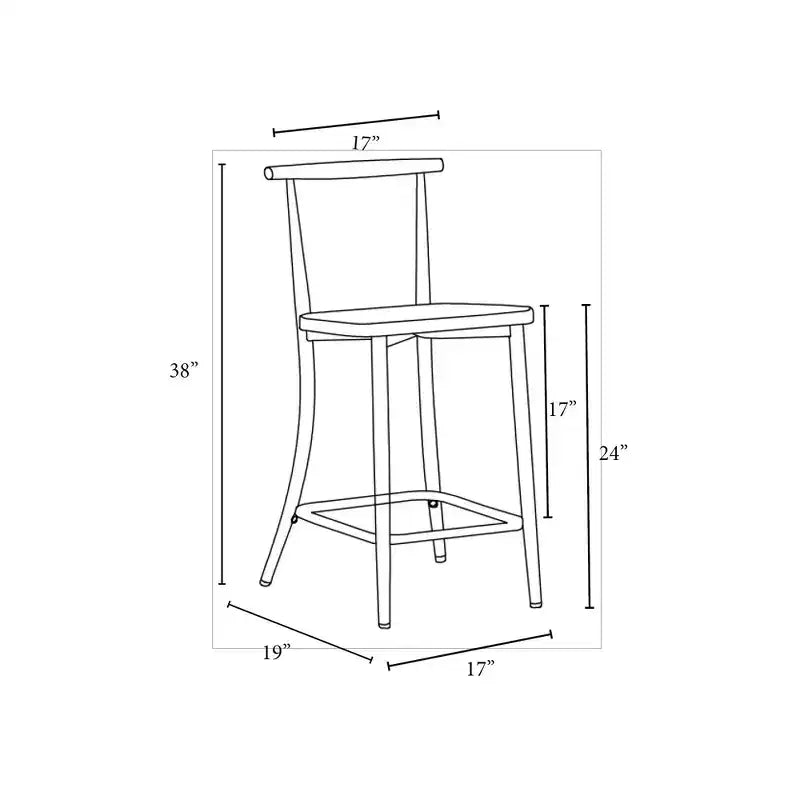 Metal Cafe Counter Height Barstool in Black