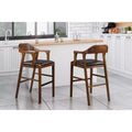 Tabouret de bar fixe 29" en similicuir avec cadre en bois écologique