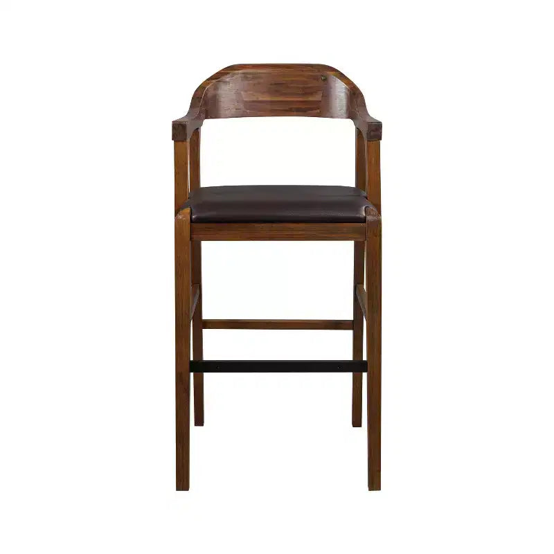 29" Faux Leather Stationary Barstool with Eco-Friendly Wood Frame