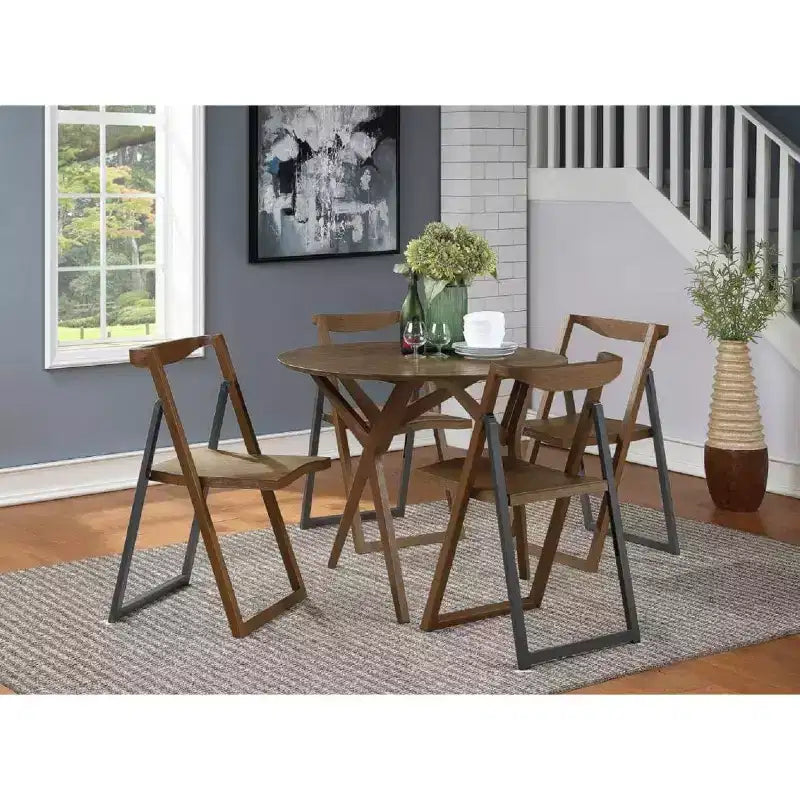 2-Pack Scandinavian Folding Chair in Wire Brush Chestnut
