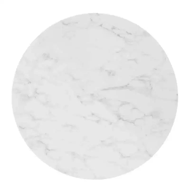 36" Round Artificial Marble Dining Table with Gold Pedestal Base