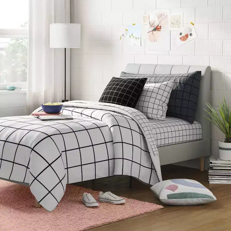 Twin Upholstered Platform Bed in Cream
