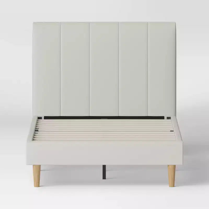 Twin Upholstered Platform Bed in Cream