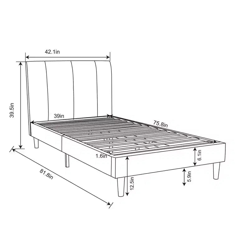Twin Upholstered Platform Bed in Cream