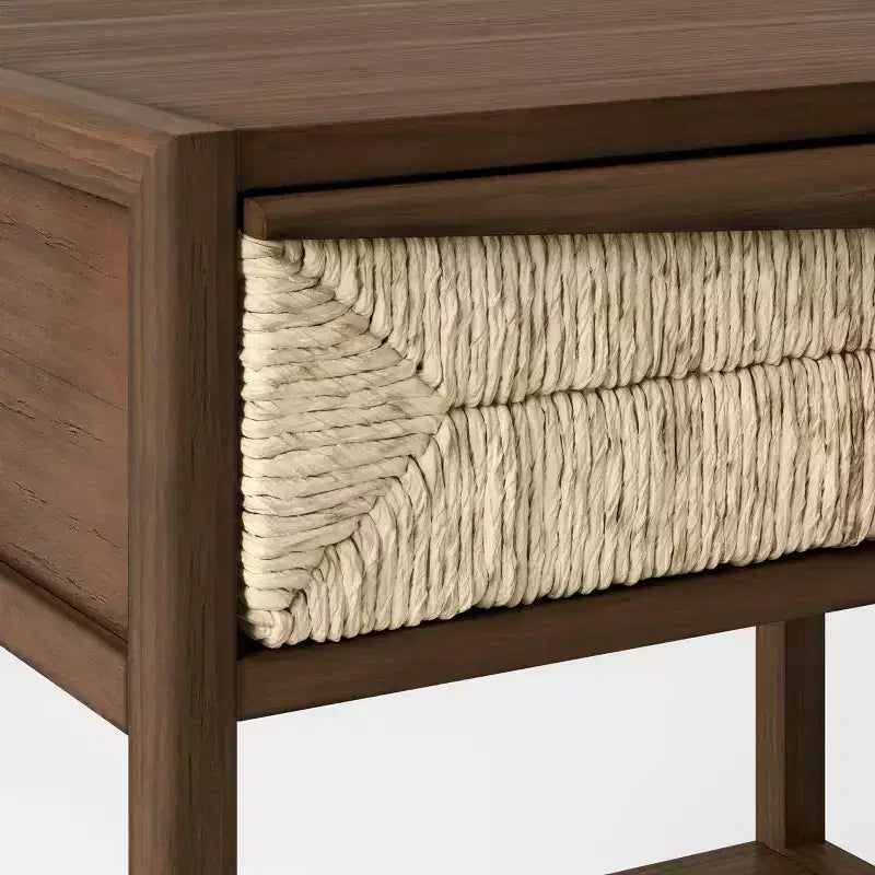 Accent Side Table with Rope-Design Drawer and Lower Shelf