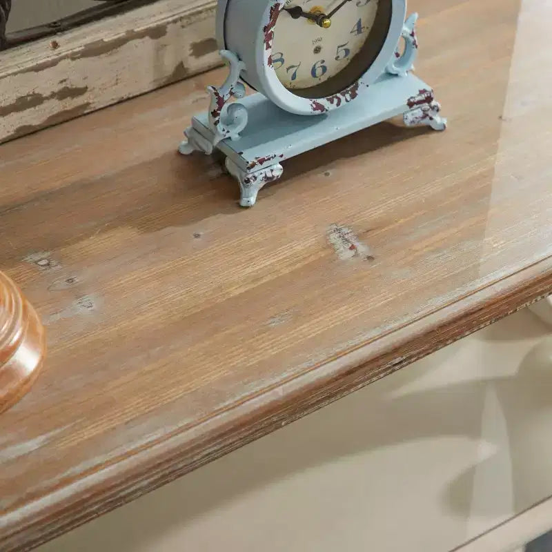 Farmhouse Wood Console Table with 2 Shelves, Off White