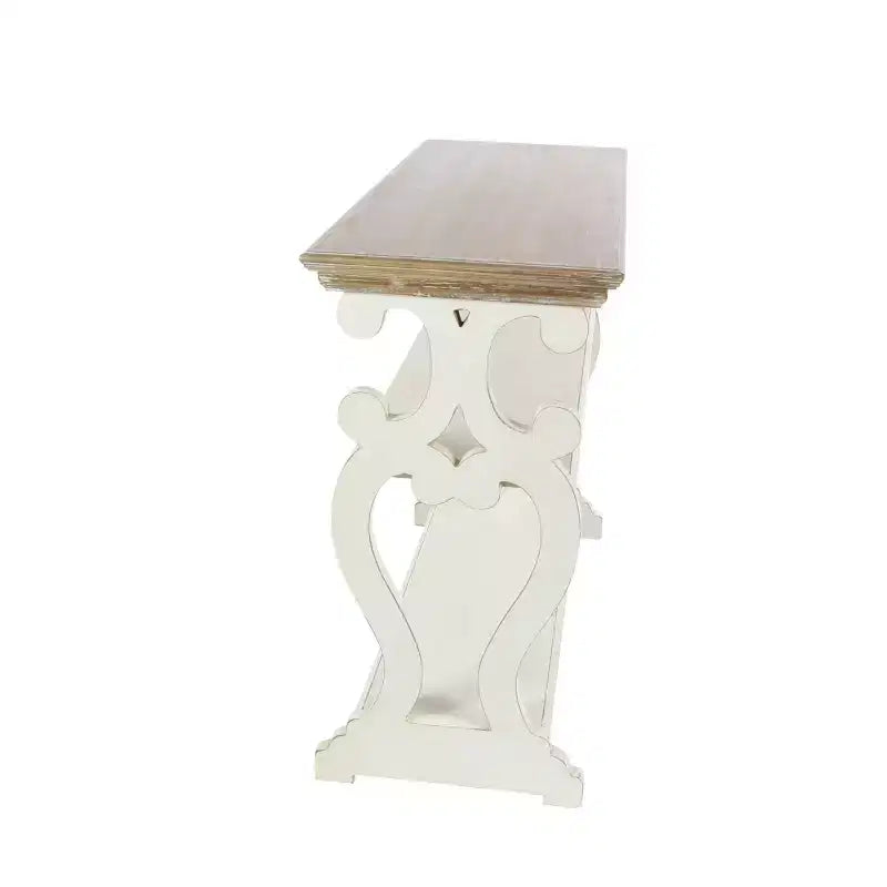 Farmhouse Wood Console Table with 2 Shelves, Off White