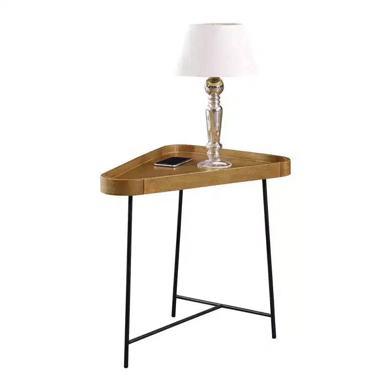 Triangle End Table with Driftwood Top & Black Hairpin Legs