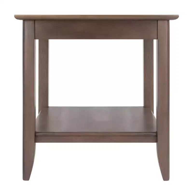End Table in Oyster Gray with Wood Inlay