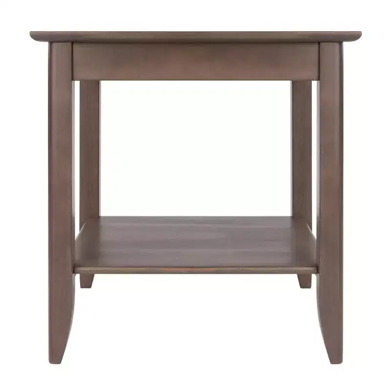 End Table in Oyster Gray with Wood Inlay