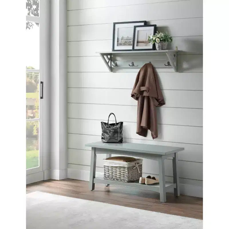 36" Wall-Mount Coat Hook with Shelf in Gray