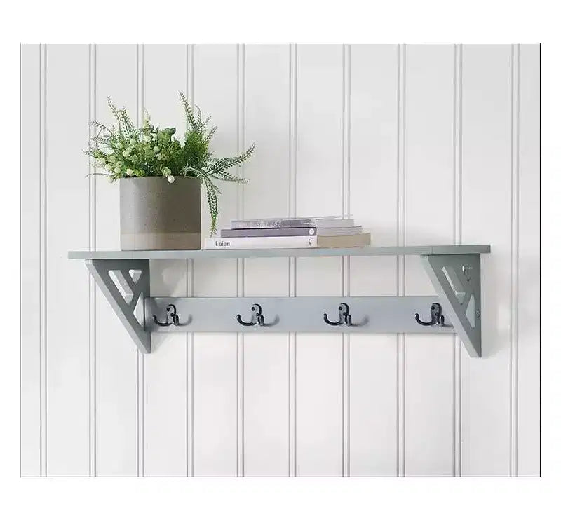 36" Wall-Mount Coat Hook with Shelf in Gray