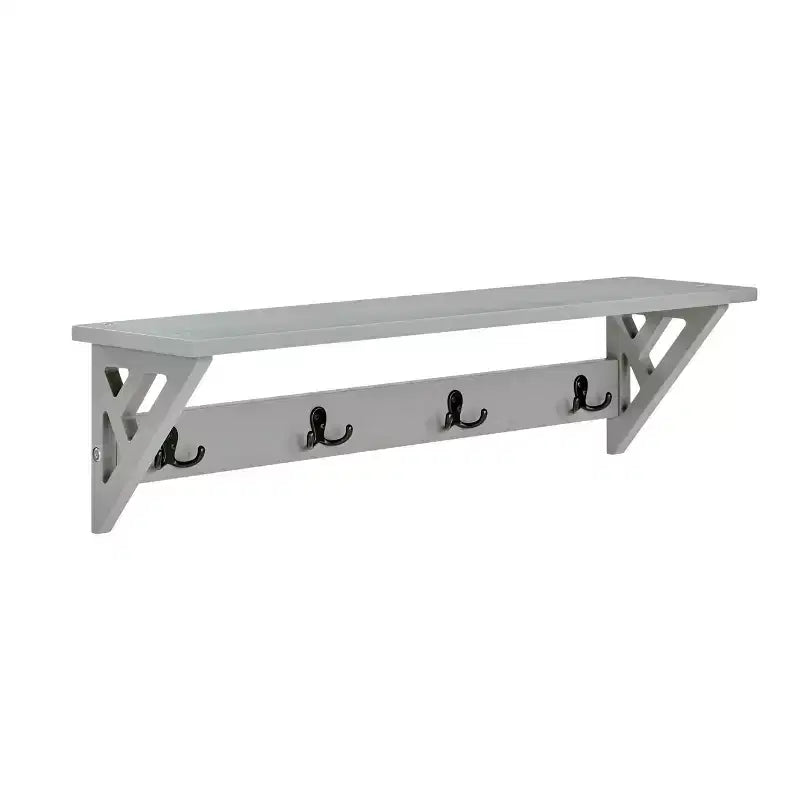 36" Wall-Mount Coat Hook with Shelf in Gray