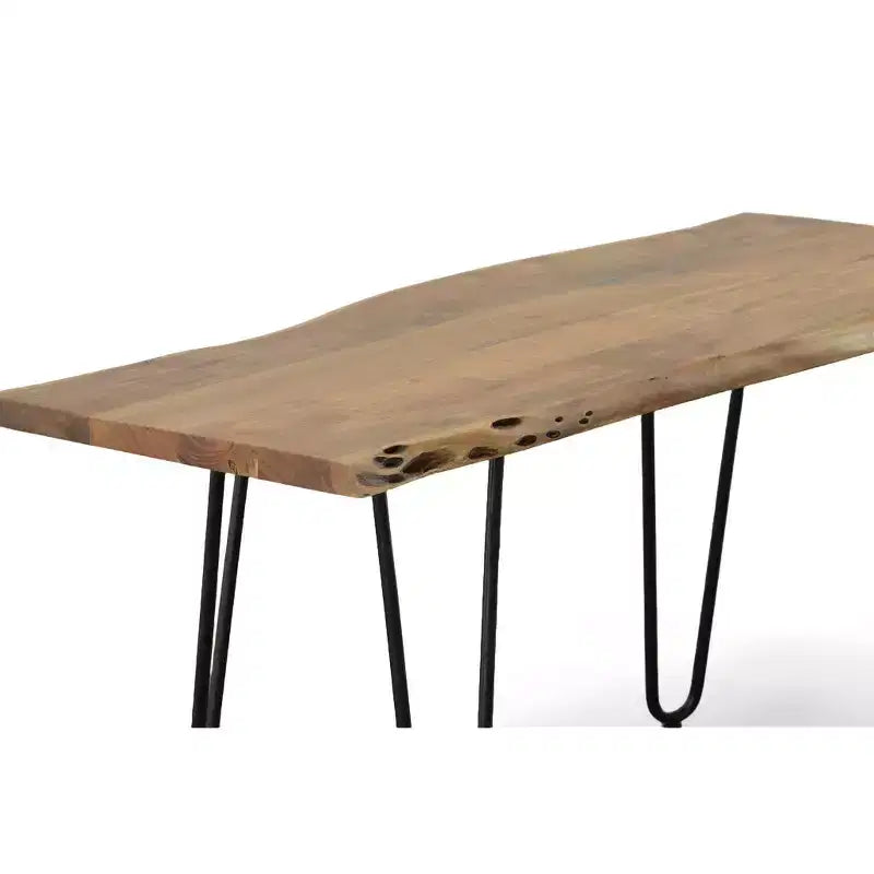 Live Edge Coffee Table / Bench with Gold Hairpin Legs
