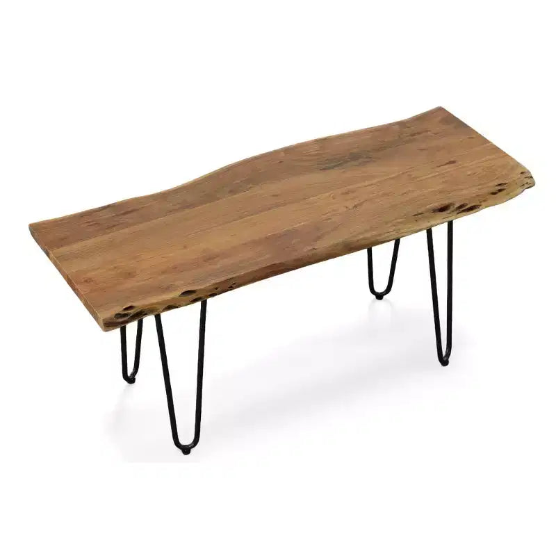 Live Edge Coffee Table / Bench with Gold Hairpin Legs