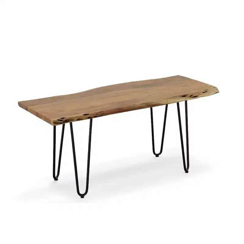 Live Edge Coffee Table / Bench with Gold Hairpin Legs