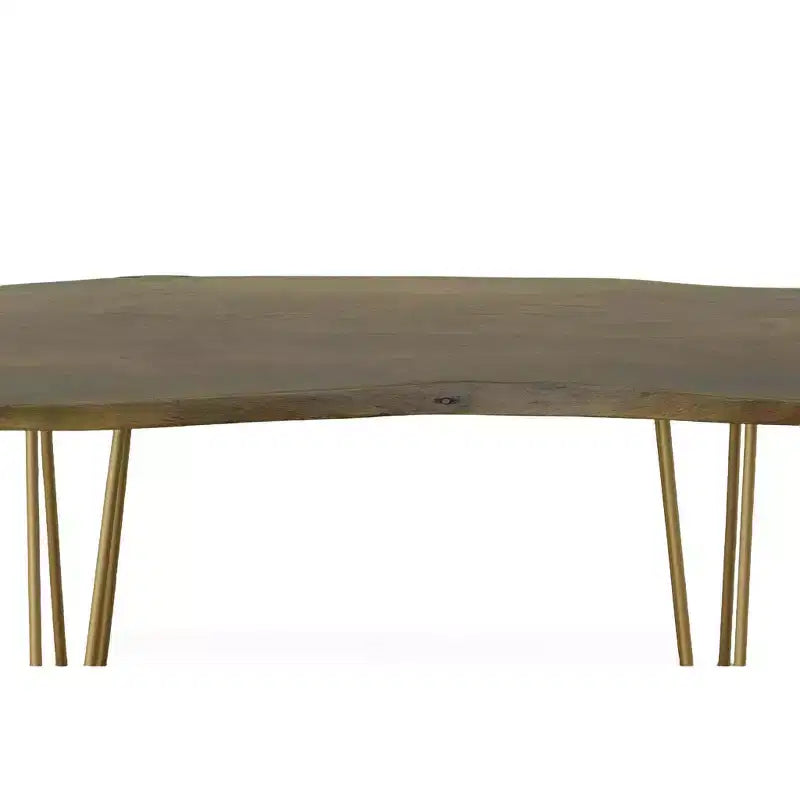 Live Edge Coffee Table / Bench with Gold Hairpin Legs