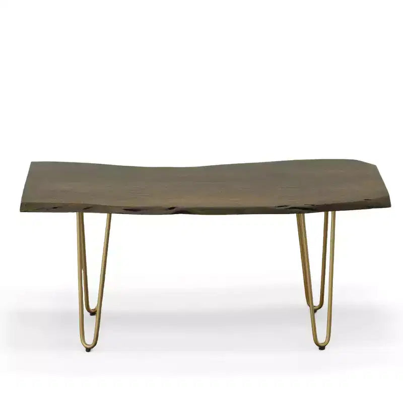 Live Edge Coffee Table / Bench with Gold Hairpin Legs