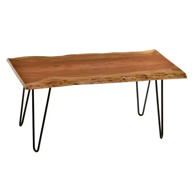 Live Edge Coffee Table / Bench with Gold Hairpin Legs