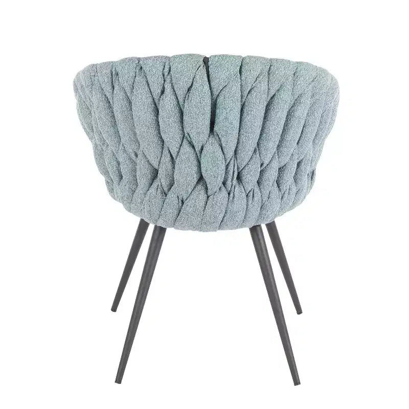 Contemporary Braided Fabric Accent Chair with Black Metal Legs