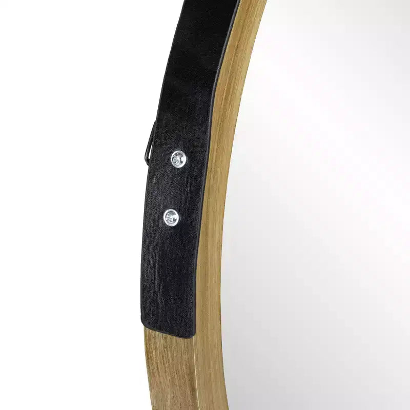 21" Round Wall Mirror with Light Woodgrain Finish