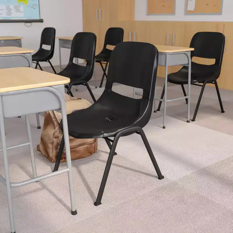 880 lb Capacity Ergonomic Shell Stack Chair with Metal Frame