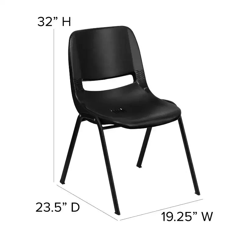 880 lb Capacity Ergonomic Shell Stack Chair with Metal Frame