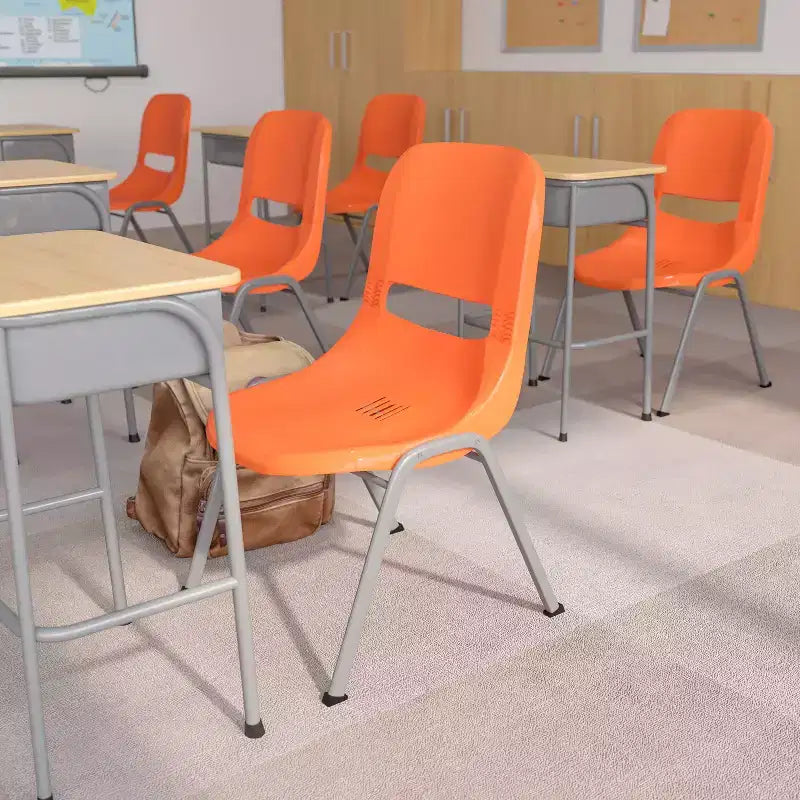 880 lb Capacity Ergonomic Shell Stack Chair with Metal Frame