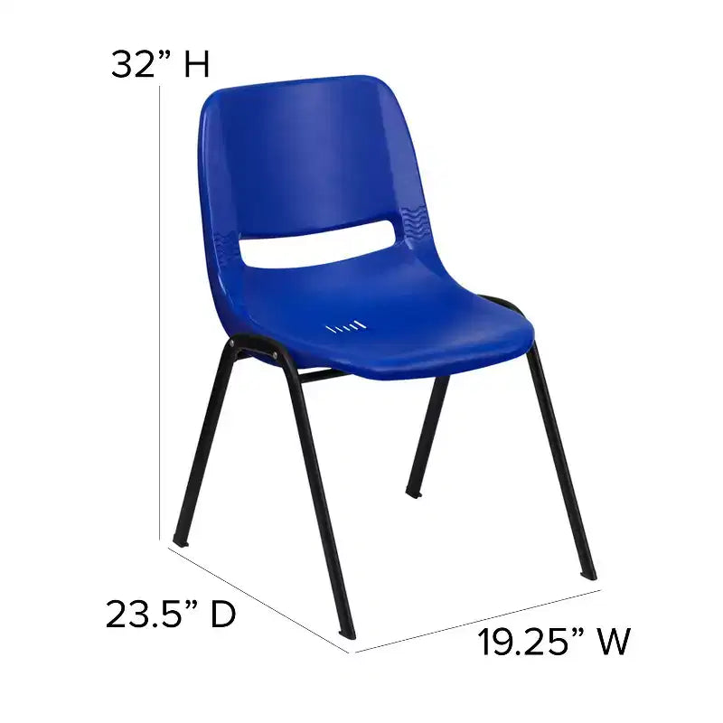 880 lb Capacity Ergonomic Shell Stack Chair with Metal Frame