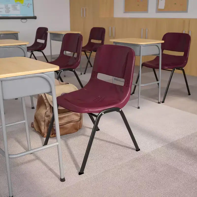 880 lb Capacity Ergonomic Shell Stack Chair with Metal Frame