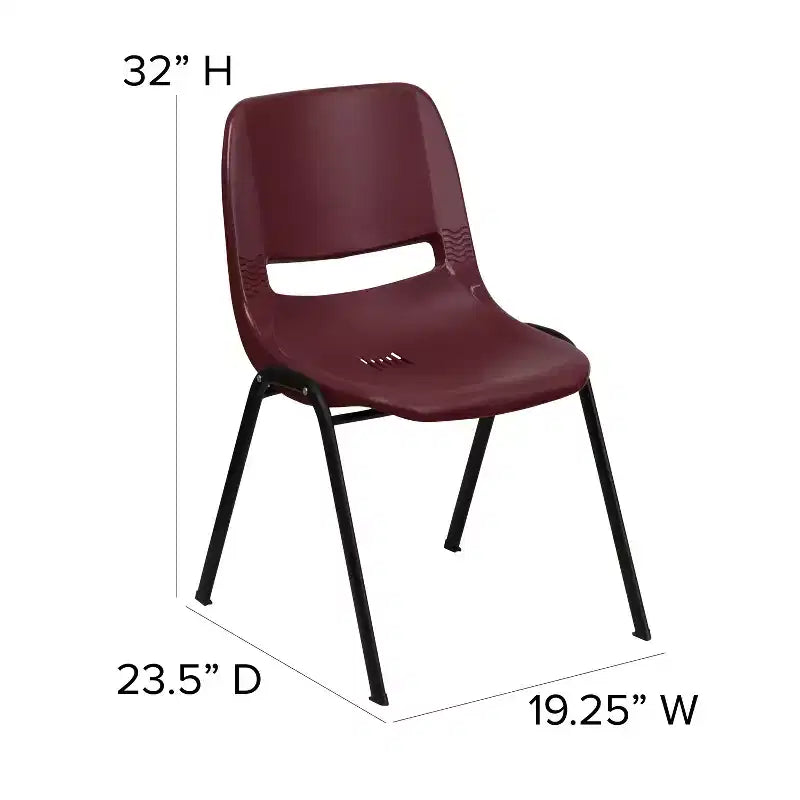 880 lb Capacity Ergonomic Shell Stack Chair with Metal Frame
