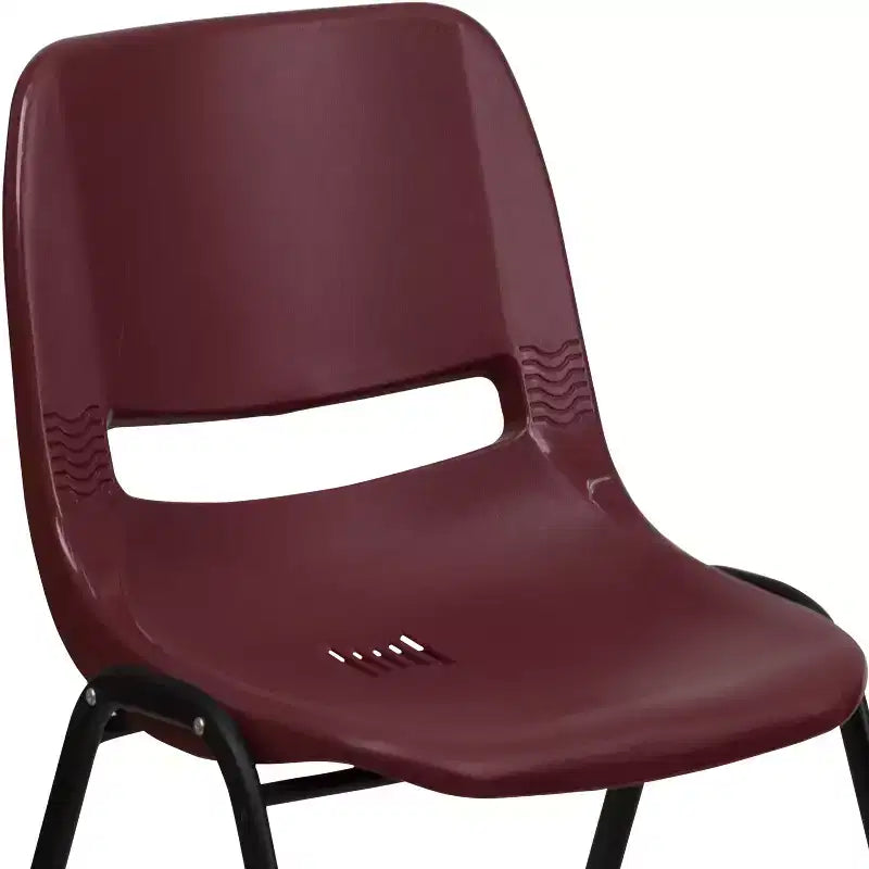 880 lb Capacity Ergonomic Shell Stack Chair with Metal Frame